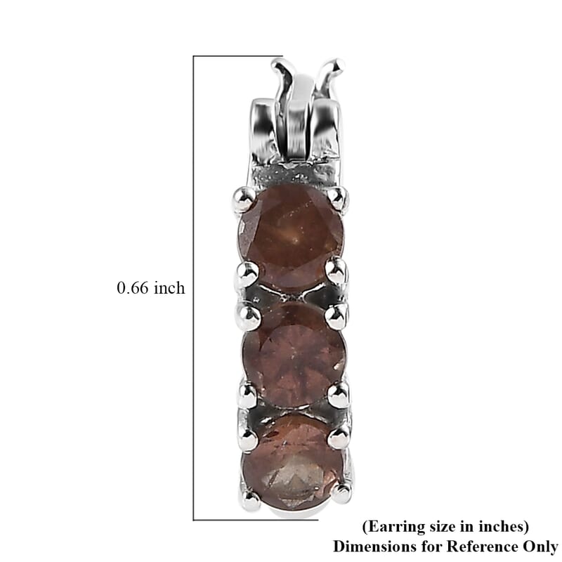 Bekily Color Change Garnet Hoop Earrings in Platinum Over Sterling Silver 2.00 ctw