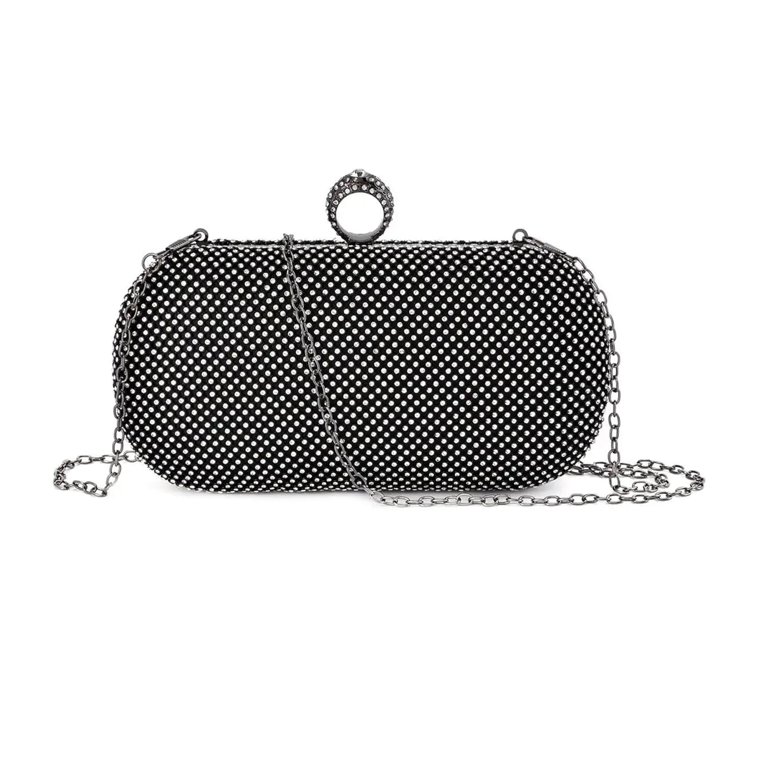 Clutch bag with outlet chain strap