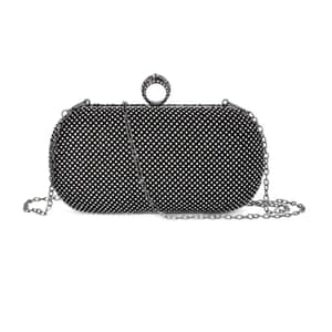 Buy Black Sheeny Heart Shape Tassel Clutch Bag for Women with