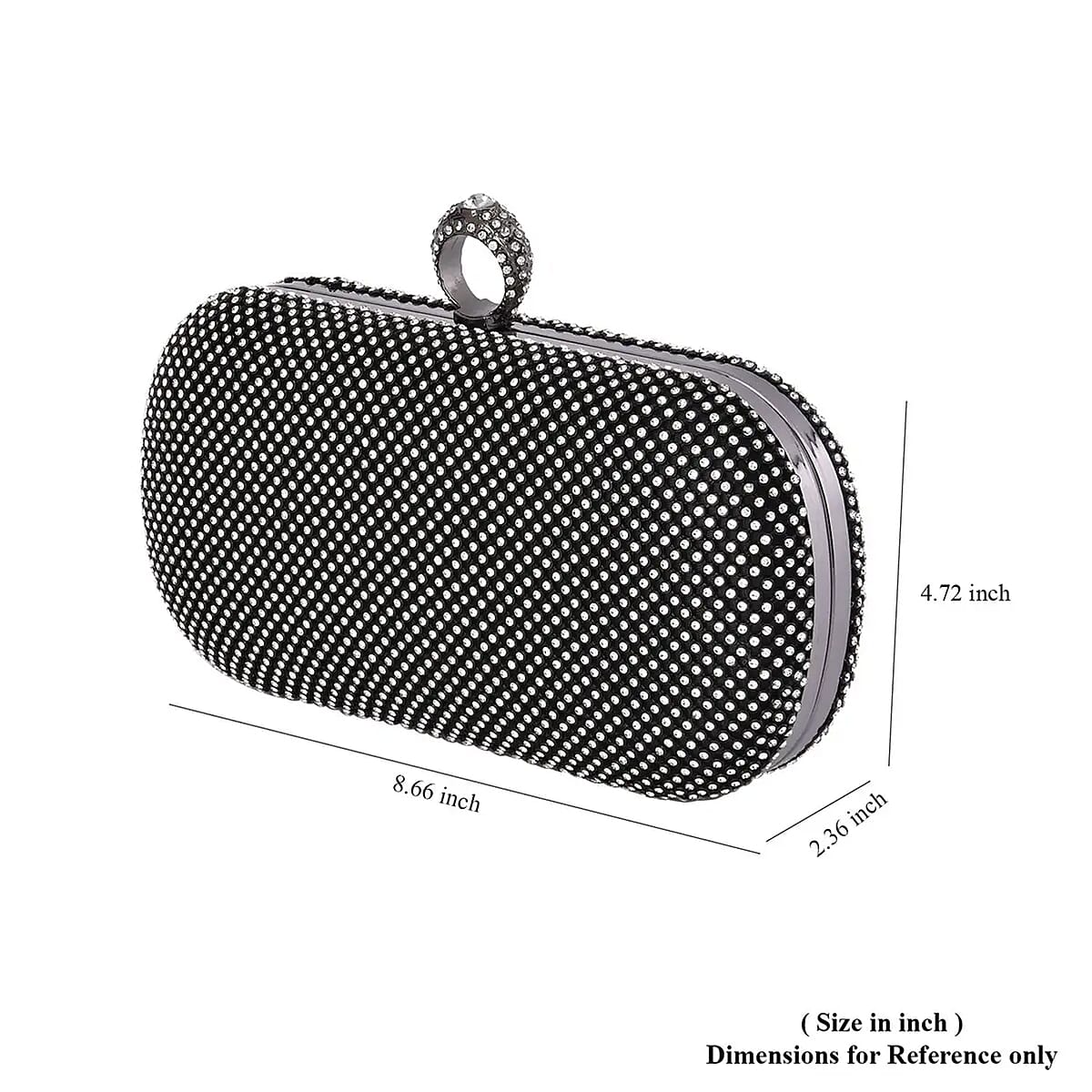 Black and White Sparkling Crystal Clutch Bag With Detachable Chain Strap 47 Inches image number 6