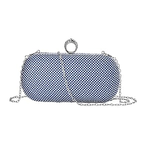 Light Blue Sparkling Austrian Crystal Clutch Bag with Detachable Chain Strap