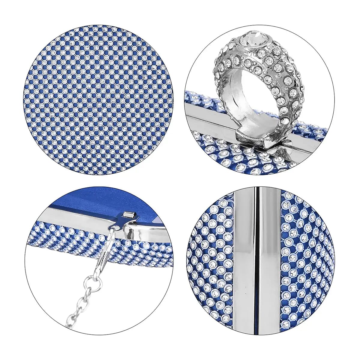 Light Blue Sparkling Austrian Crystal Clutch Bag with Detachable Chain Strap image number 5