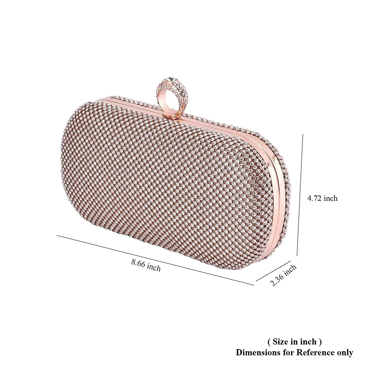 Light Champagne Sparkling Crystal Clutch Bag with Detachable Chain Strap 47 Inches image number 6