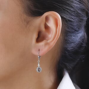 Bekily Color Change Garnet and White Zircon Dangling Earrings in Platinum Over Sterling Silver 1.40 ctw