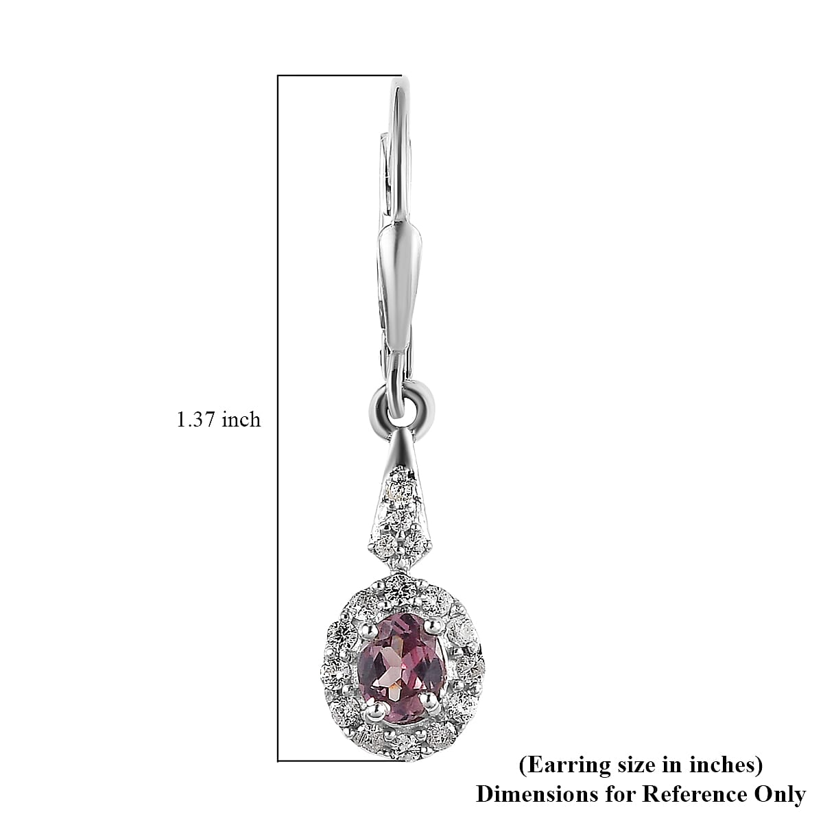 Bekily Color Change Garnet and White Zircon Dangling Earrings in Platinum Over Sterling Silver 1.40 ctw