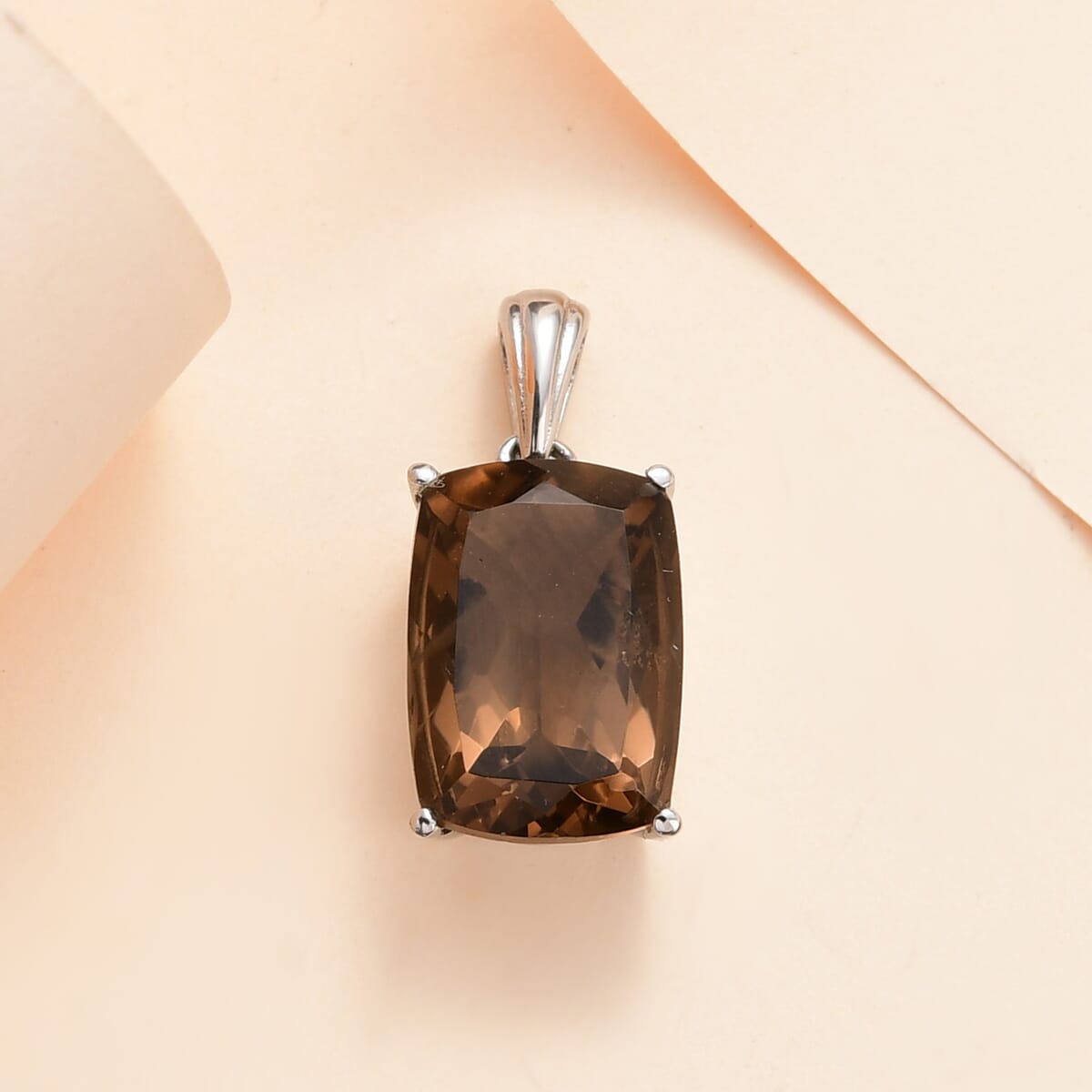Brazilian Smoky Quartz Solitaire Pendant in Stainless Steel 6.60 ctw , Tarnish-Free, Waterproof, Sweat Proof Jewelry image number 1