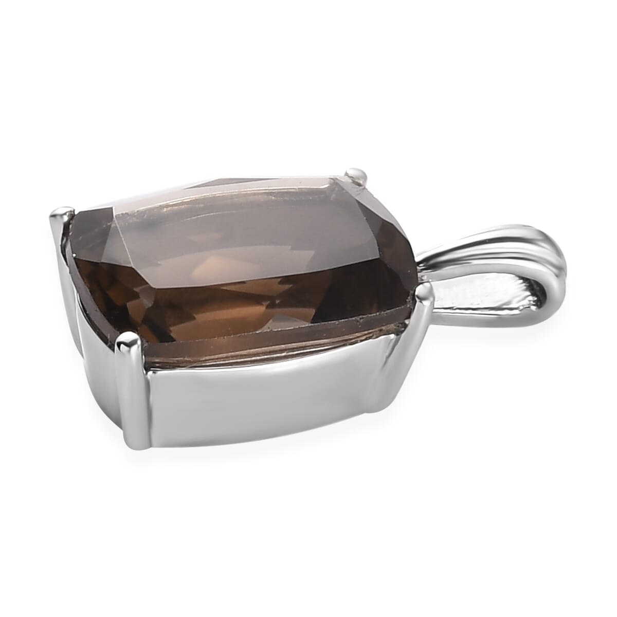 Brazilian Smoky Quartz Solitaire Pendant in Stainless Steel 6.60 ctw , Tarnish-Free, Waterproof, Sweat Proof Jewelry image number 3