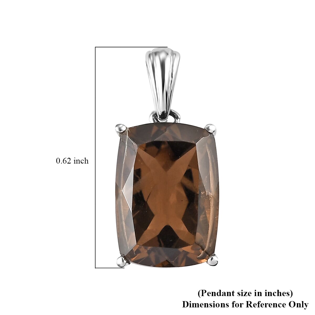 Brazilian Smoky Quartz Solitaire Pendant in Stainless Steel 6.60 ctw , Tarnish-Free, Waterproof, Sweat Proof Jewelry image number 5
