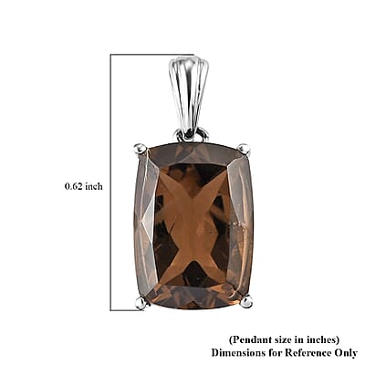 Brazilian Smoky Quartz Solitaire Pendant in Stainless Steel 6.60 ctw , Tarnish-Free, Waterproof, Sweat Proof Jewelry