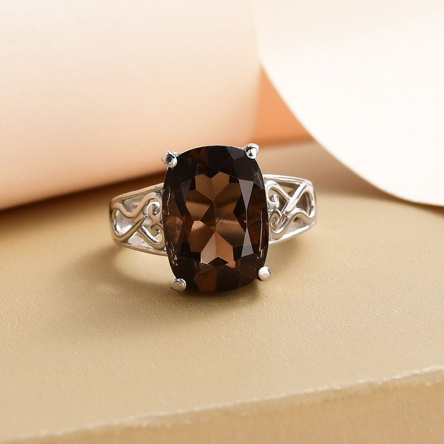 Brazilian Smoky Quartz Ring in Stainless Steel (Size 10.0) 6.00 ctw | Tarnish-Free, Waterproof, Sweat Proof Jewelry