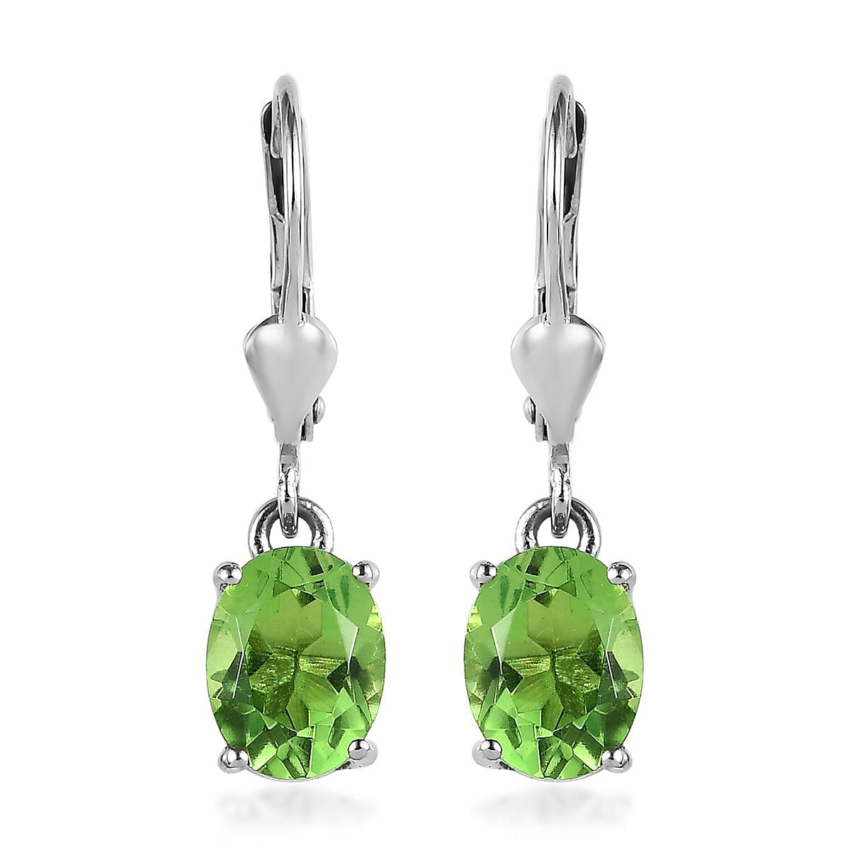 Chartreuse Quartz (Triplet) Earrings in Platinum Over Sterling Silver 2.85 ctw