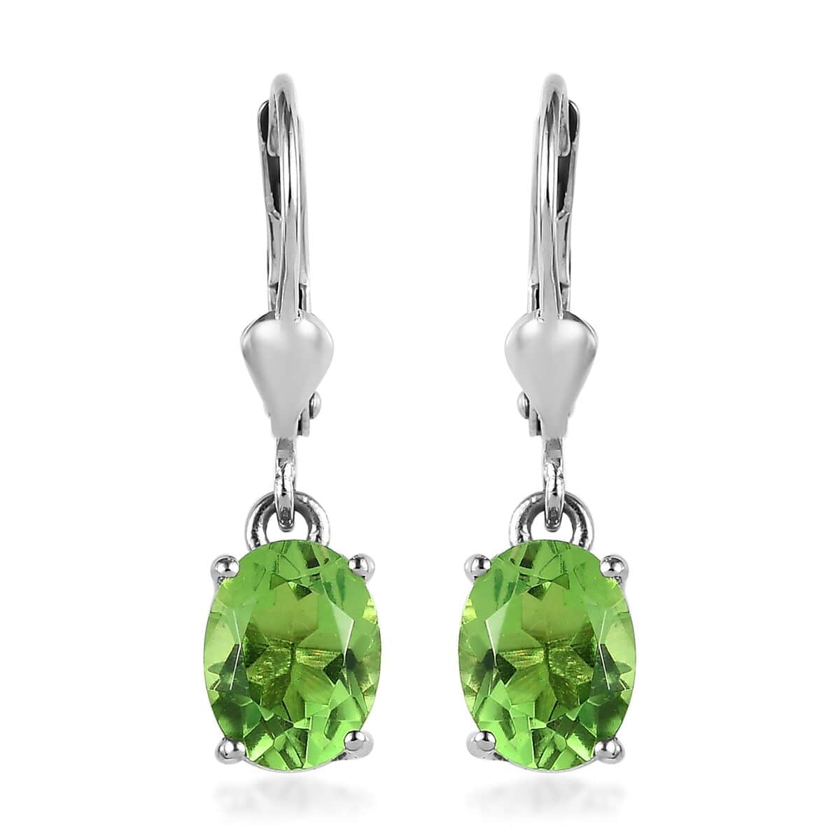 Chartreuse Quartz (Triplet) Earrings in Platinum Over Sterling Silver 2.85 ctw image number 0