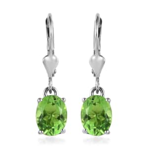Chartreuse Quartz (Triplet) Earrings in Platinum Over Sterling Silver 2.85 ctw