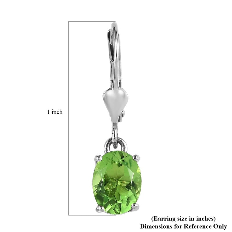Chartreuse Quartz (Triplet) Earrings in Platinum Over Sterling Silver 2.85 ctw