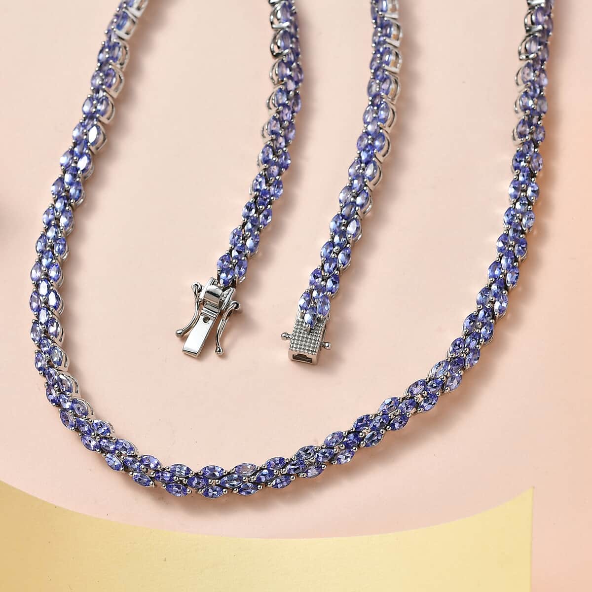 Tanzanite Necklace 18 Inches in Platinum Over Sterling Silver 22.25 ctw image number 1