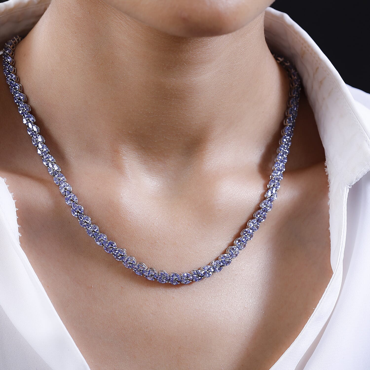 Tanzanite Necklace 18 Inches in Platinum Over Sterling Silver 22.25 ctw