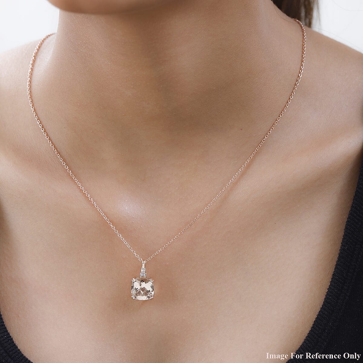 Luxoro 14K Rose Gold AAA Marropino Morganite and G-H I2 Diamond Pendant 5.15 ctw image number 2
