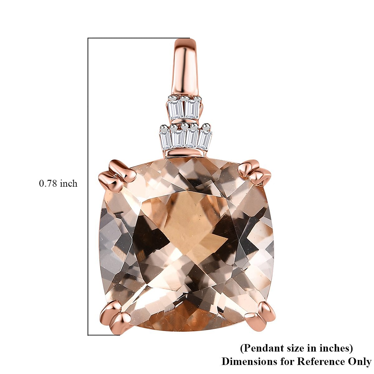 Luxoro 14K Rose Gold AAA Marropino Morganite and G-H I2 Diamond Pendant 5.15 ctw