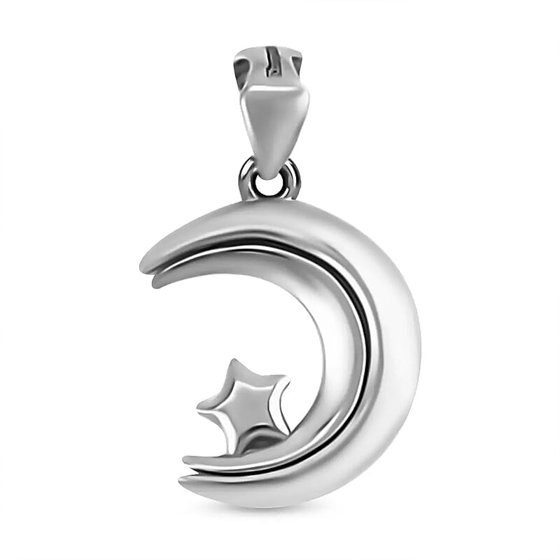 Electroform Moveable Moon and Star Pendant in 950 Platinum 2.80 Grams