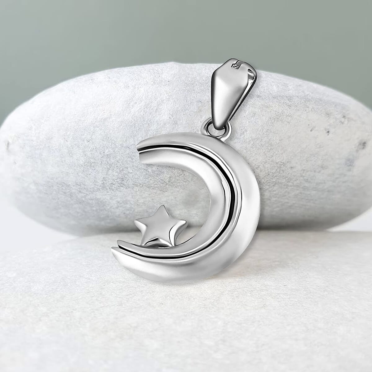 Electroform Moveable Moon and Star Pendant in 950 Platinum 2.80 Grams image number 1