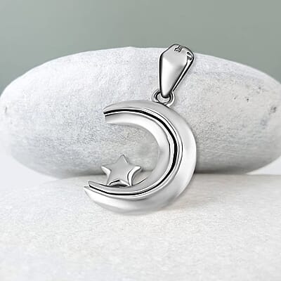 Electroform Moveable Moon and Star Pendant in 950 Platinum 2.80 Grams