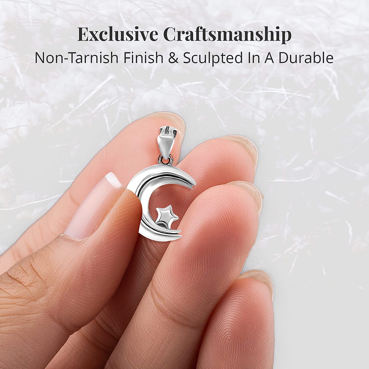 Electroform Moveable Moon and Star Pendant in 950 Platinum 2.80 Grams image number 3