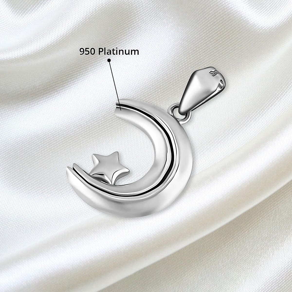 Electroform Moveable Moon and Star Pendant in 950 Platinum 2.80 Grams image number 4