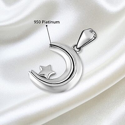 Electroform Moveable Moon and Star Pendant in 950 Platinum 2.80 Grams