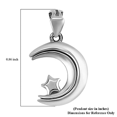 Electroform Moveable Moon and Star Pendant in 950 Platinum 2.80 Grams