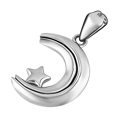 Electroform Moveable Moon and Star Pendant in 950 Platinum 2.80 Grams