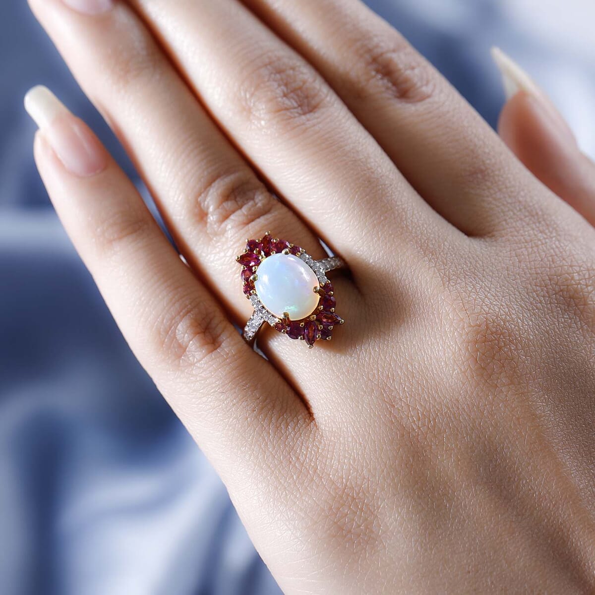 Ethiopian Welo Opal, Multi Gemstone Ring in Vermeil YG Over Sterling Silver (Size 10.0) 3.40 ctw image number 2