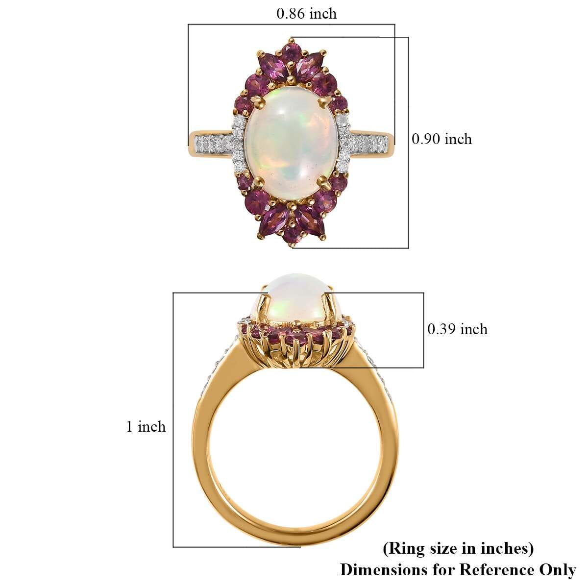 Ethiopian Welo Opal, Multi Gemstone Ring in Vermeil YG Over Sterling Silver (Size 10.0) 3.40 ctw image number 5