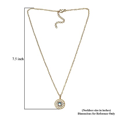 Premium Rainbow Moonstone and Moissanite Celestial Sun Coin Medallion Necklace 18 Inches in Vermeil Yellow Gold Over Sterling Silver 1.35 ctw