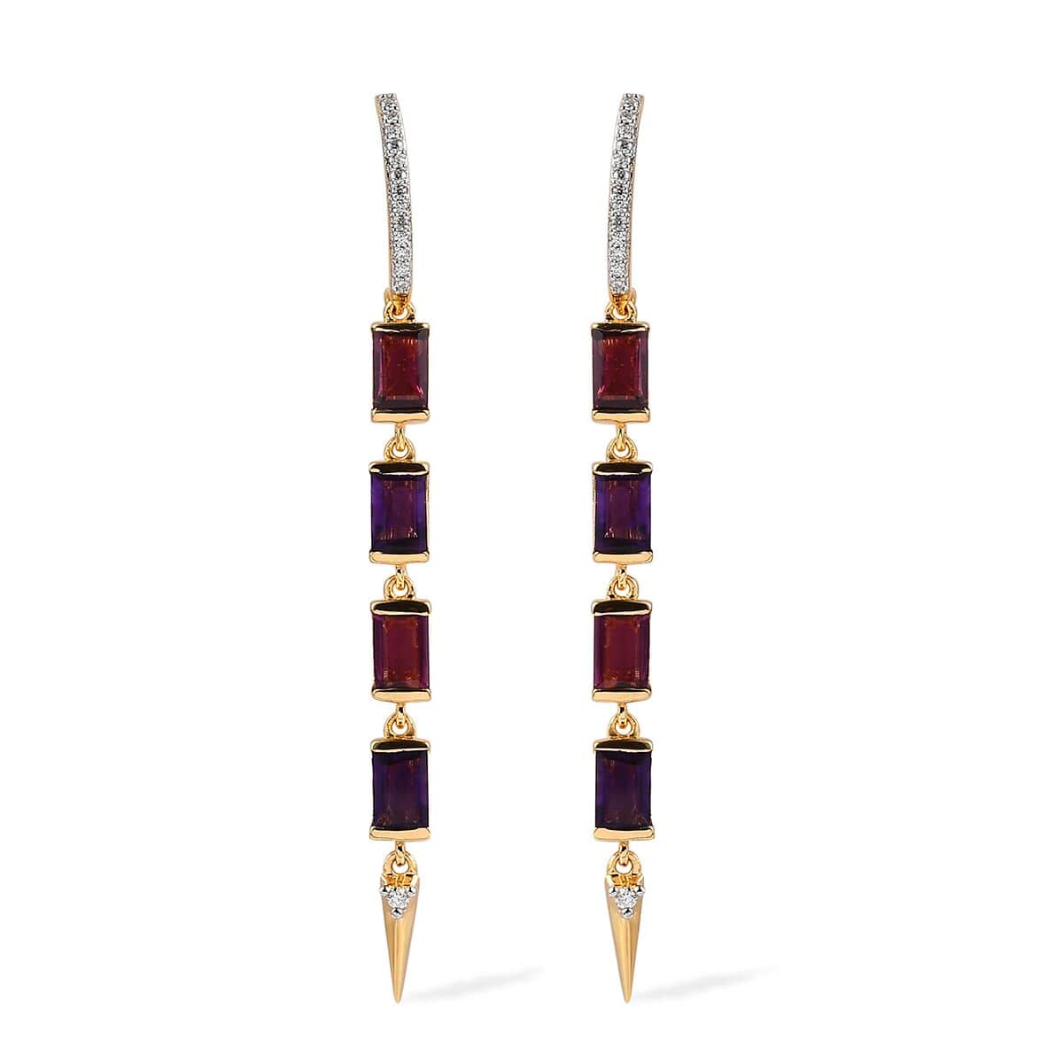 Amethyst and Moissanite Earrings in Vermeil Yellow Gold Over Sterling Silver 5.90 ctw image number 0