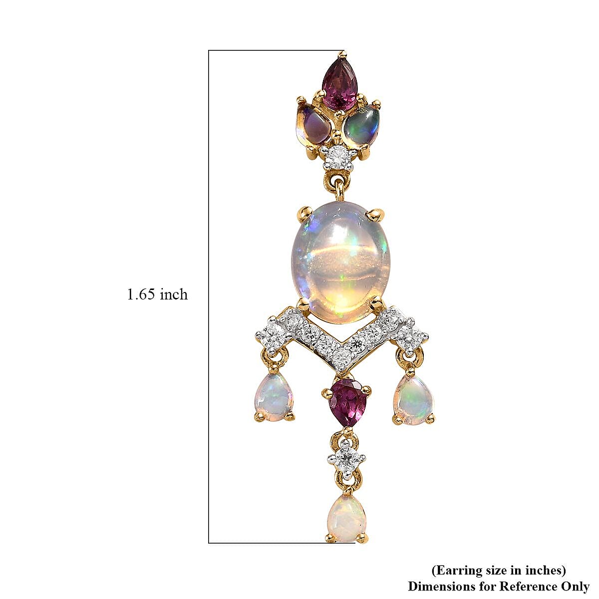 Ethiopian Welo Opal and Multi Gemstone Floral Chandelier Earrings in Vermeil Yellow Gold Over Sterling Silver 5.75 ctw