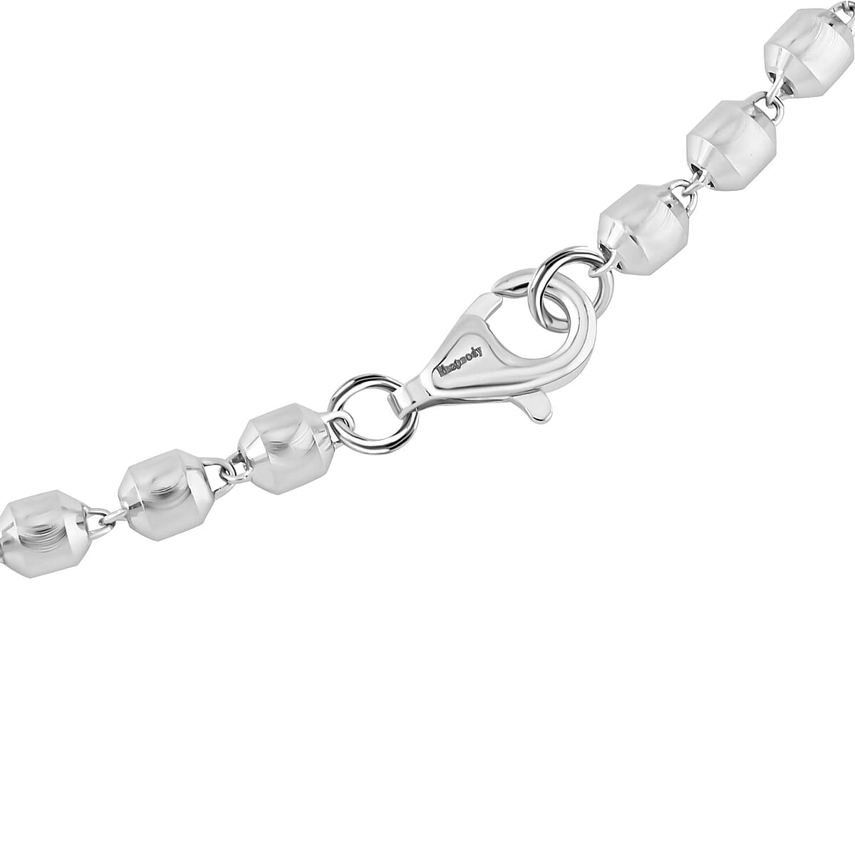 950 Platinum 6.35mm Beaded Link Chain Necklace with 14mm Lobster Lock 22 Inches 27.50 Grams image number 2