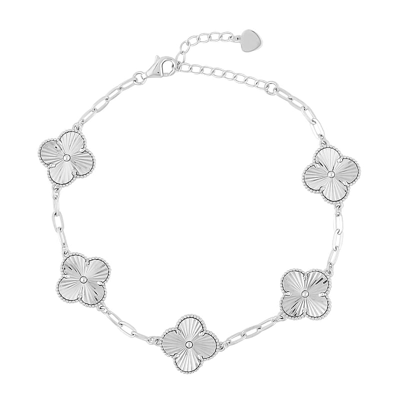 Rhapsody 950 Platinum Electroform Clover Bracelet (6.50 In) with Lobster Lock & 1.5 Extender 13.65 Grams