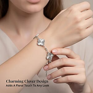 Rhapsody 950 Platinum Electroform Clover Bracelet (6.50 In) with Lobster Lock & 1.5 Extender 13.65 Grams