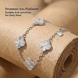 Rhapsody 950 Platinum Electroform Clover Bracelet (6.50 In) with Lobster Lock & 1.5 Extender 13.65 Grams