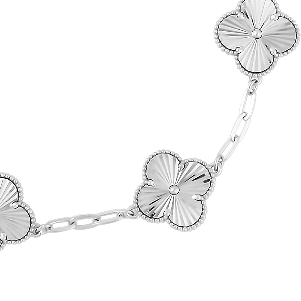 Doorbuster Rhapsody 950 Platinum Electroform Clover Bracelet (6.50 In) with Lobster Lock & 1.5 Extender 13.65 Grams image number 3