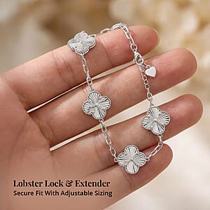 Rhapsody 950 Platinum Electroform Clover Bracelet (6.50 In) with Lobster Lock & 1.5 Extender 13.65 Grams
