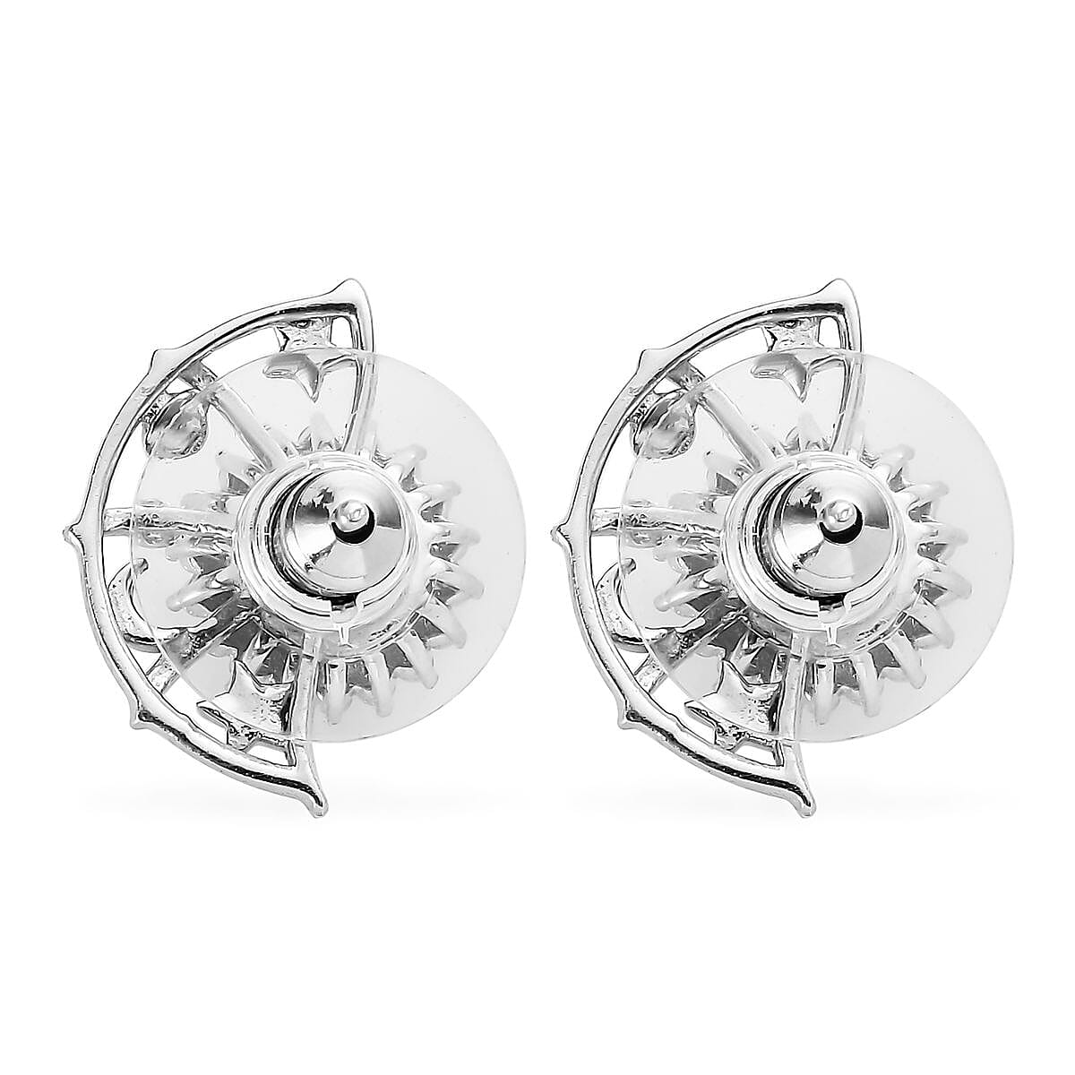 Premium Rainbow Moonstone, Moissanite Celestial Sun, Moon, and Stars Statement Earrings in Platinum Over Sterling Silver 1.60 ctw