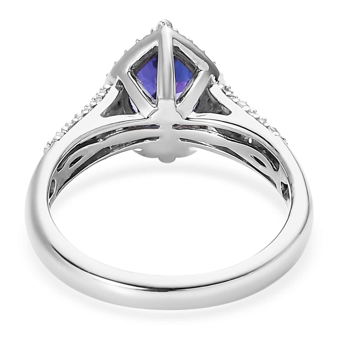 Premium Tanzanite and White Zircon Halo Ring in Platinum Over Sterling Silver 1.65 ctw image number 4