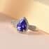 Premium Tanzanite and White Zircon Halo Ring in Platinum Over Sterling Silver (Size 7.0) 1.65 ctw image number 1