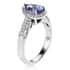 Premium Tanzanite and White Zircon Halo Ring in Platinum Over Sterling Silver (Size 7.0) 1.65 ctw image number 3