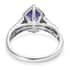 Premium Tanzanite and White Zircon Halo Ring in Platinum Over Sterling Silver (Size 7.0) 1.65 ctw image number 4