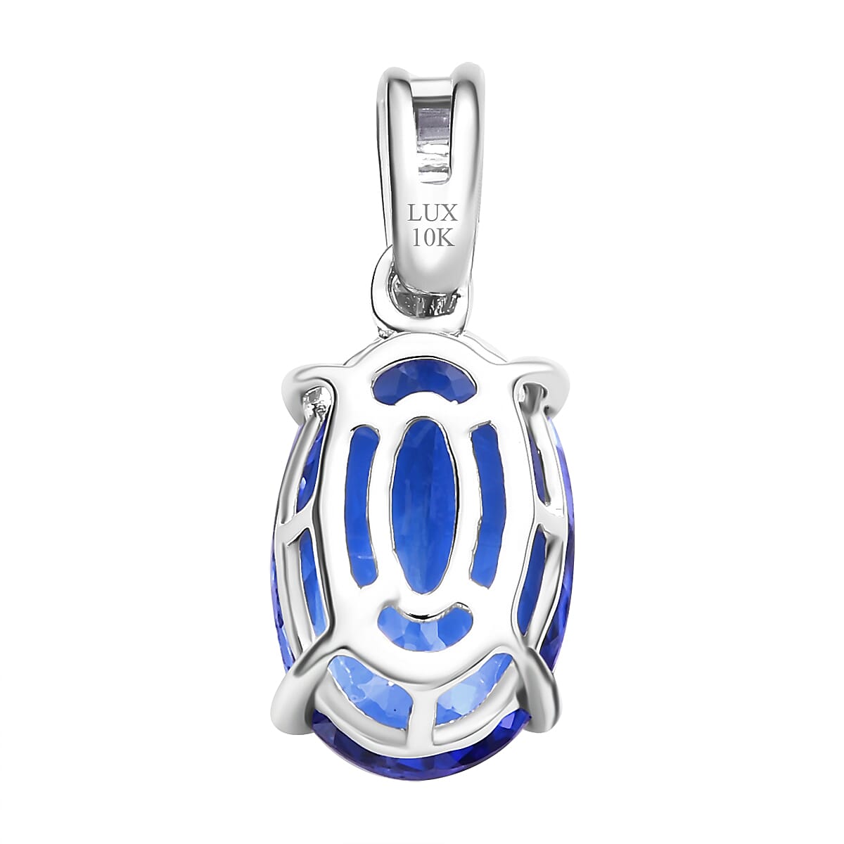 Luxoro 10K White Gold Premium Tanzanite and G-H I3 Diamond Pendant 3.35 ctw