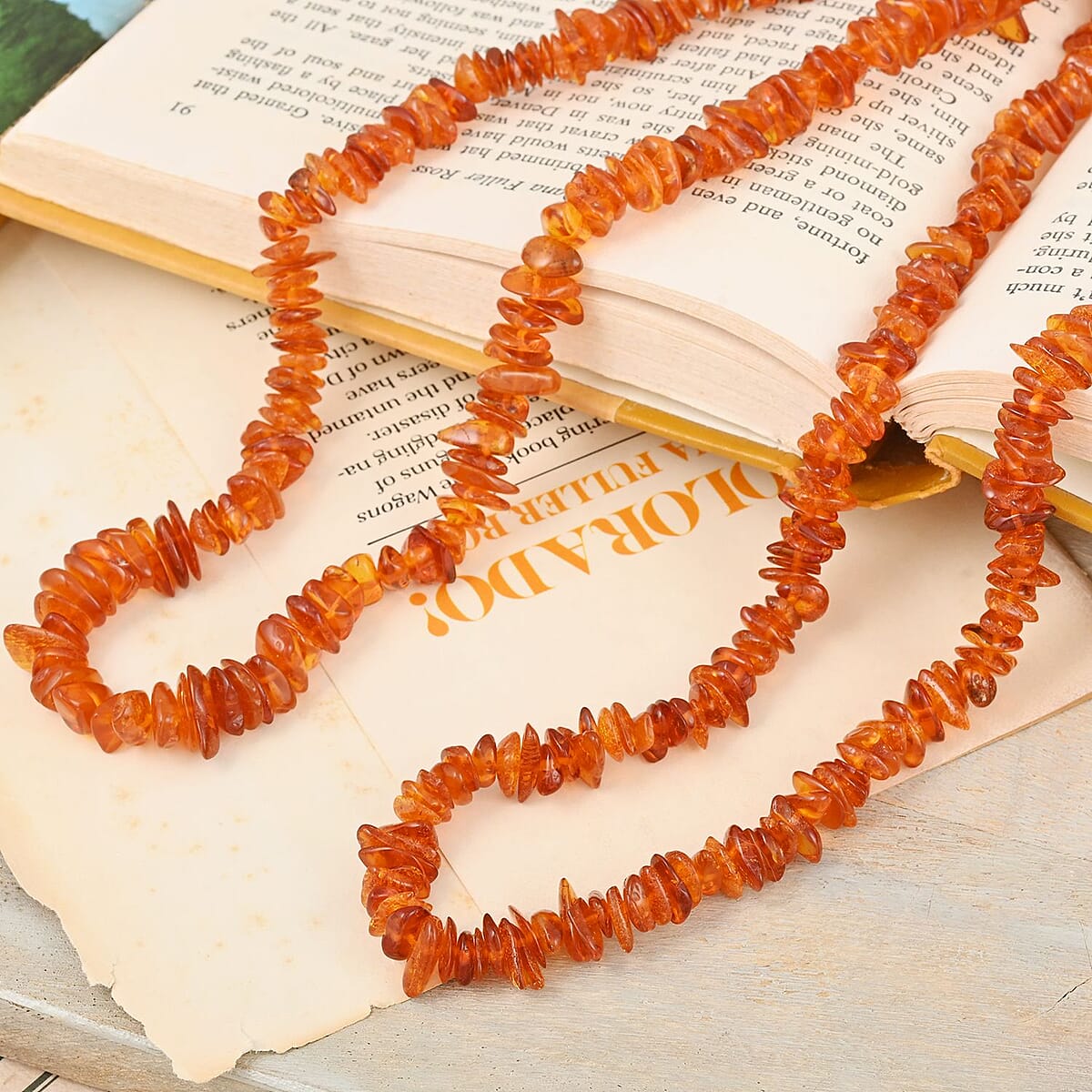 Baltic Amber Chips Necklace (58 Inches) image number 1