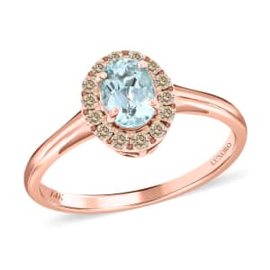 Luxoro 14K Rose Gold AAA Santa Maria Aquamarine, Diamond (G-H, I2) (0.24 cts) Ring (Size 10.0) 1.05 ctw