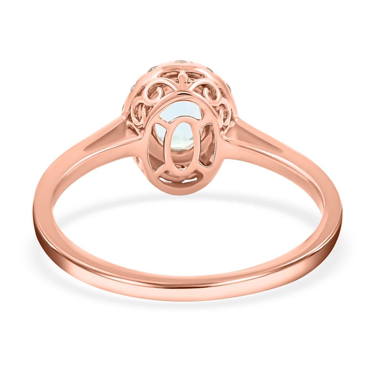 Luxoro 14K Rose Gold AAA Santa Maria Aquamarine, Diamond (G-H, I2) (0.24 cts) Ring (Size 6.0) 1.05 ctw image number 2